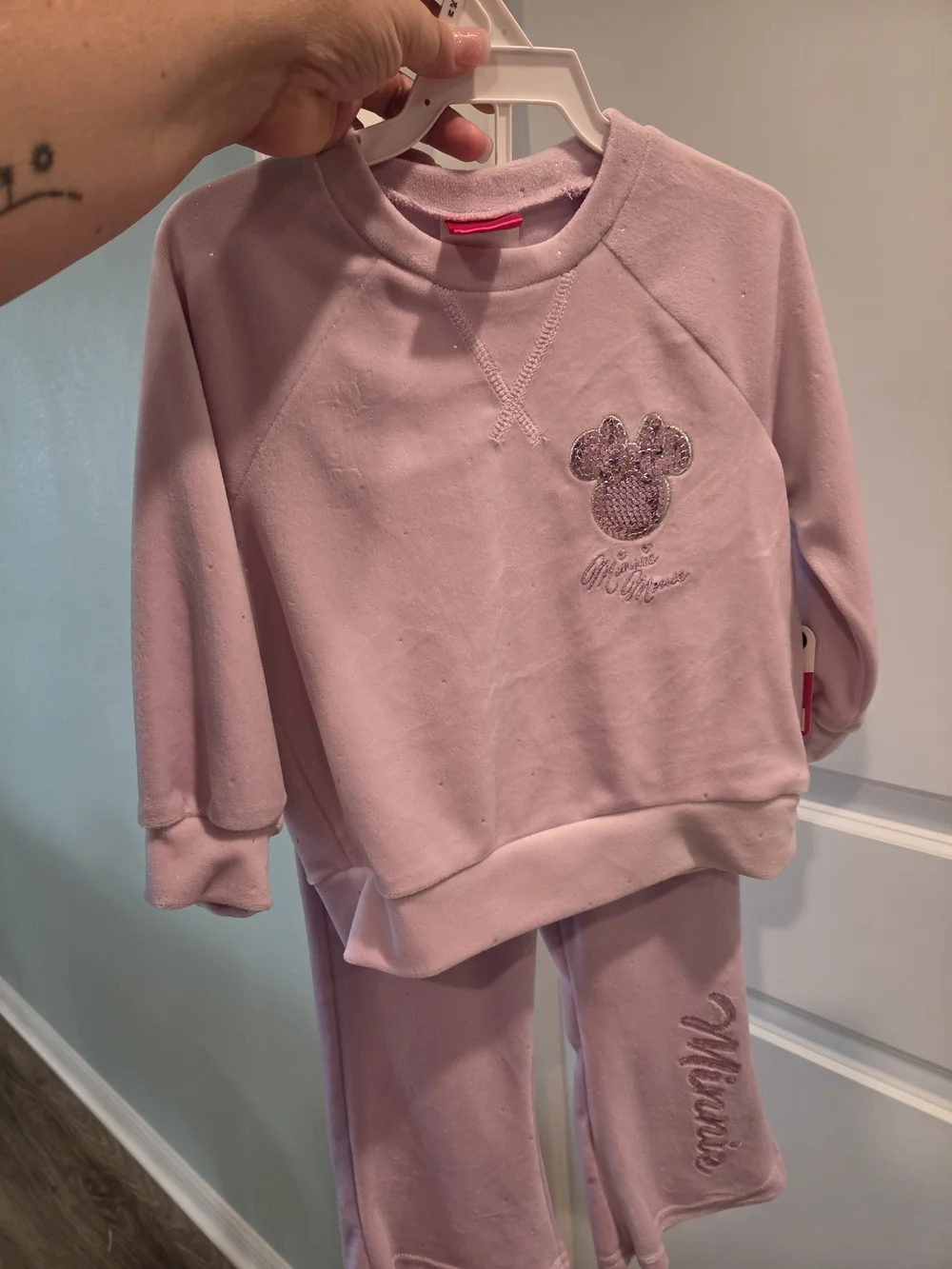 Nwt Disney Minnie Mouse 24 Month Set Purple With Glitter Detail